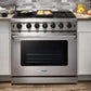 THOR Kitchen Package - 36 Inch Propane Gas Range, Range Hood, Refrigerator with Water and Ice Dispenser, Dishwasher, AP-LRG3601ULP-W-7