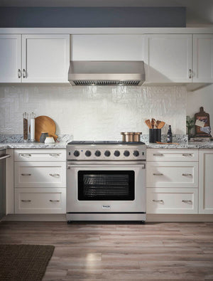 THOR Kitchen Package - 36" Propane Gas Range, Range Hood, Microwave, AP-LRG3601ULP-C-4