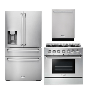THOR Kitchen Package - 36" Propane Gas Range, Refrigerator with Water and Ice Dispenser, Dishwasher, AP-HRG3618ULP-9