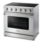 THOR Kitchen Package - 36" Electric Range, Range Hood, Refrigerator with Water and Ice Dispenser, Dishwasher, Wine Cooler, AP-HRE3601-W-8