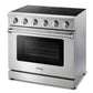 THOR Kitchen Package - 36" Electric Range, Microwave, Refrigerator with Water and Ice Dispenser, Dishwasher, AP-HRE3601-12