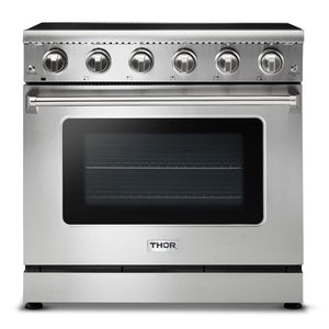 THOR Kitchen Package - 36" Electric Range, Range Hood, Microwave, AP-HRE3601-W-4