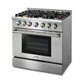 THOR Kitchen 36 in. Professional Natural Gas Range in Stainless Steel, HRG3618U