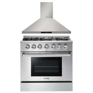 THOR Kitchen 36" Propane Gas Range and 36" Range Hood Package, AP-HRG3618ULP