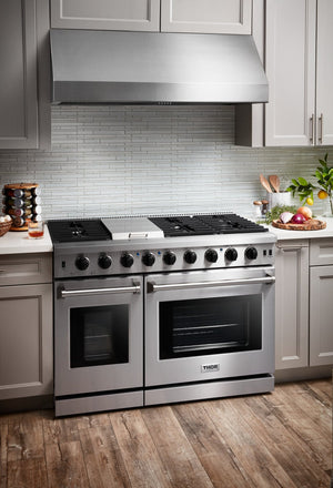 THOR Kitchen Package - 48" Gas Range, Dishwasher, Refrigerator with Water and Ice Dispenser, AP-LRG4807U-9