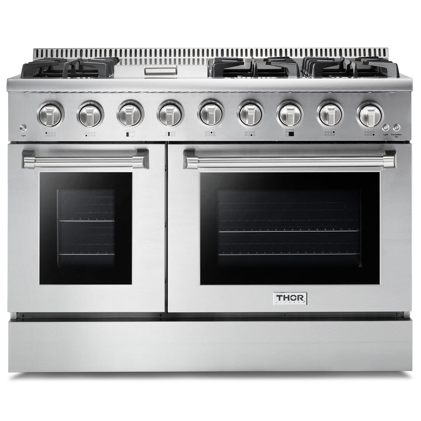 THOR Kitchen 48 in. 6.7 cu. ft. Professional Natural Gas Range in Stainless Steel, HRG4808U