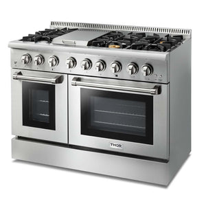THOR Kitchen 48 in. Natural Gas Burner, Electric Oven 6.7 cu. ft. Range in Stainless Steel, HRD4803U