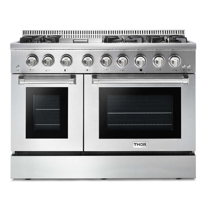 THOR Kitchen 48 in. Natural Gas Burner, Electric Oven 6.7 cu. ft. Range in Stainless Steel, HRD4803U