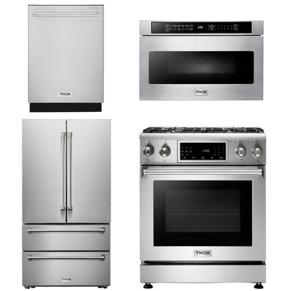 THOR Kitchen Package - 30" Propane Gas Range, Microwave, Refrigerator, Dishwasher, AP-TRG3001LP-6