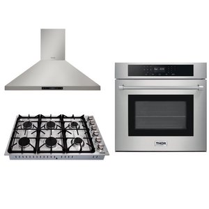 THOR Kitchen Package - 30" Wall Oven, 36" Drop-in Cooktop, Range Hood, AP-HEW3001-DC-36