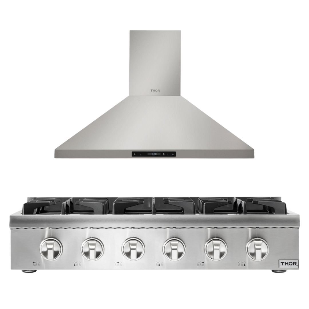THOR Kitchen Package - 36" Propane Gas Rangetop and Range Hood, AP-HRT3618ULP