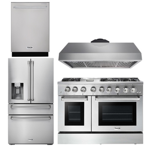 THOR Kitchen Package - 48" Gas Burner, Electric Oven Range, Range Hood, Refrigerator, Dishwasher, AP-HRD4803U-10