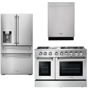 THOR Kitchen Package - 48" Propane Gas Burner, Electric Oven Range, Refrigerator with Water and Ice Dispenser, Dishwasher, AP-HRD4803ULP-9