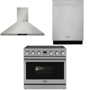 THOR Contemporary Package - 36" Electric Range, Range Hood and Dishwasher, AP-ARE36-C11
