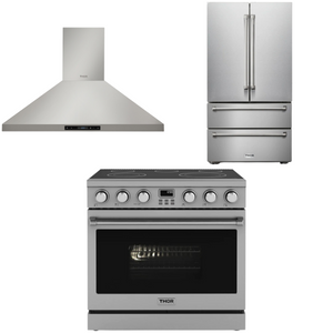 THOR Contemporary Package - 36" Electric Range, Range Hood and Refrigerator, AP-ARE36-C14