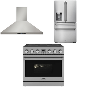 THOR Contemporary Package - 36" Electric Range, Range Hood and Refrigerator, AP-ARE36-C15