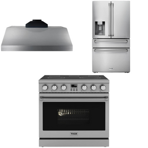THOR Contemporary Package - 36" Electric Range, Range Hood and Refrigerator, AP-ARE36-C17