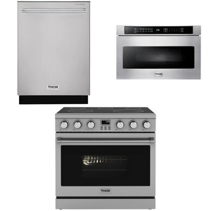 THOR Contemporary Package - 36" Electric Range, Dishwasher and Microwave, AP-ARE36-C30