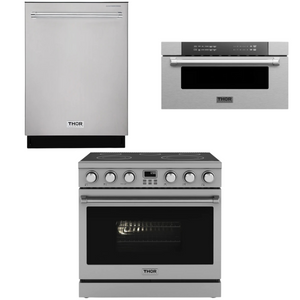 THOR Contemporary Package - 36" Electric Range, Dishwasher and Microwave, AP-ARE36-C31