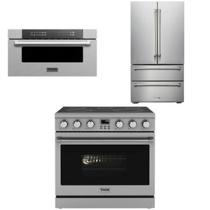 THOR Contemporary Package - 36" Electric Range, Refrigerator and Microwave, AP-ARE36-C35