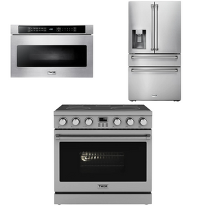 THOR Contemporary Package - 36" Electric Range, Refrigerator and Microwave, AP-ARE36-C36