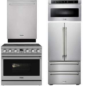 THOR Contemporary Package - 36" Electric Range, Refrigerator, Dishwasher and Microwave, AP-ARE36-C74