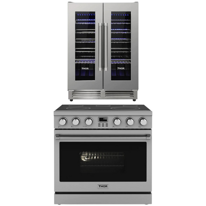 THOR Contemporary Package - 36" Electric Range and Wine Cooler, AP-ARE36-C9