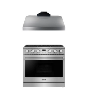 THOR Contemporary Package - 36" Gas Range and Range Hood, AP-ARG36LP-B2