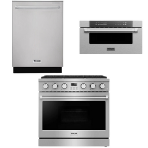 THOR Contemporary Package - 36" Gas Range, Dishwasher and Microwave, AP-ARG36-A31
