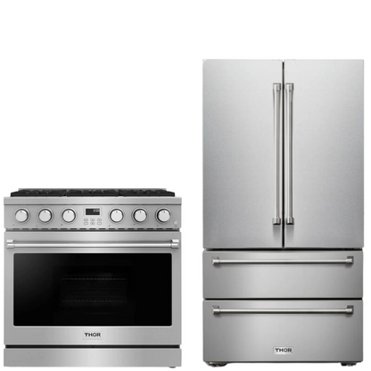 THOR Contemporary Package - 36" Gas Range and Refrigerator, AP-ARG36-A5
