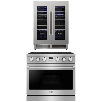 THOR Contemporary Package - 36" Gas Range and Wine Cooler, AP-ARG36-A9