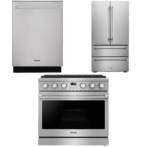 THOR Contemporary Package - 36" Gas Range, Refrigerator and Dishwasher, AP-ARG36LP-B25