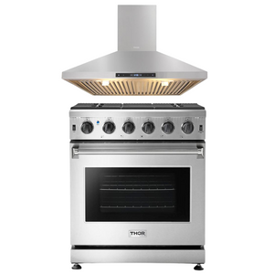 THOR Kitchen Package 30" Gas Range, 30" Range Hood, AP-LRG3001U