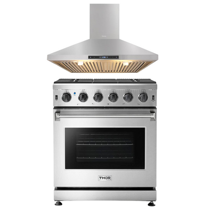 THOR Kitchen Package 30" Gas Range, 30" Range Hood, AP-LRG3001U