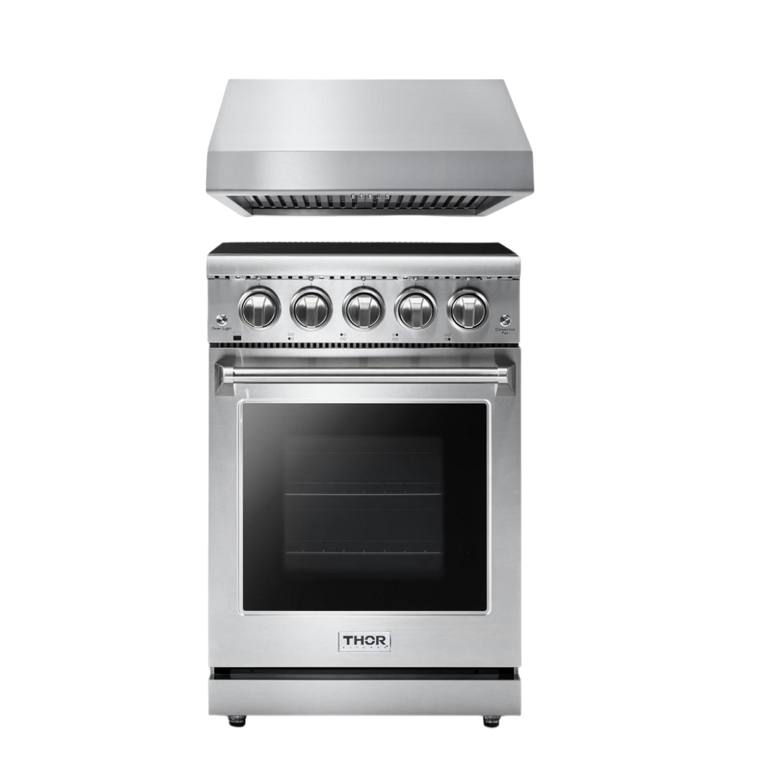 THOR Kitchen Package - 24" Professional Electric Range, Range Hood, AP-HRE2401