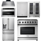 THOR Kitchen Package - 36" Gas Range, Range Hood, Microwave, Refrigerator with Fridge and Ice Maker, Dishwasher, Wine Cooler, AP-LRG3601U-C-10