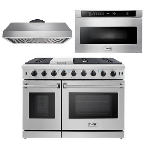 THOR Kitchen Package - 48" Gas Range, Range Hood, Microwave, AP-LRG4807U-5