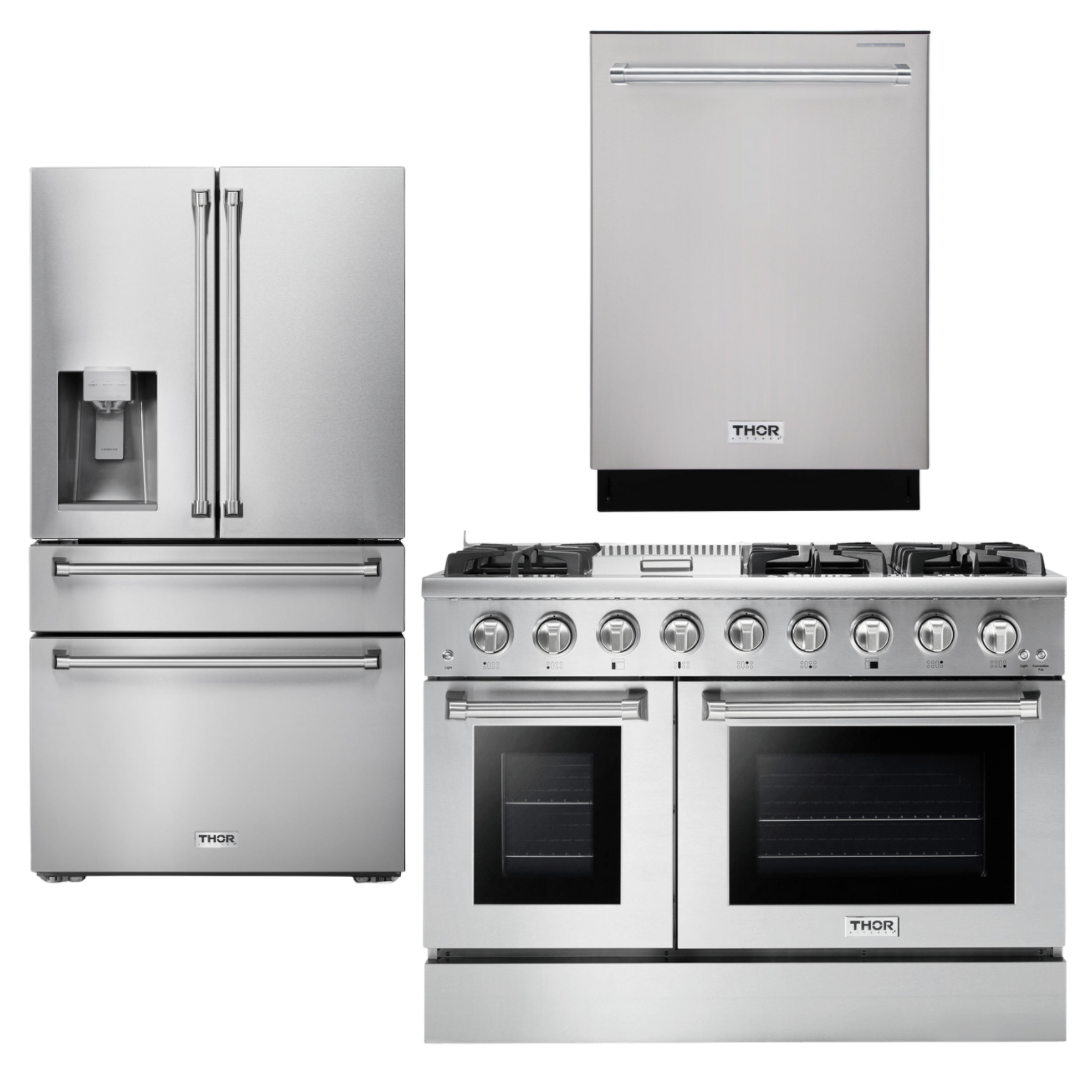 THOR Kitchen Package - 48" Propane Gas Range, Refrigerator with Water and Ice Dispenser, Dishwasher, AP-HRG4808ULP-9