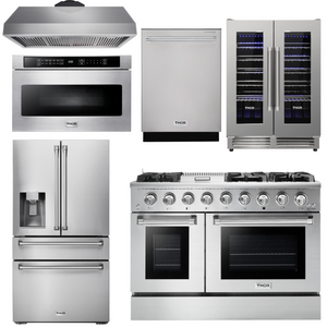 THOR Package - 48" Propane Gas Range, Range Hood, Refrigerator, Dishwasher, Microwave, Wine Cooler
