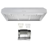 Cosmo 36" Under Cabinet Range Hood with Push Button Controls, 3-Speed Fan, LED Lights and Permanent Filters in Stainless Steel