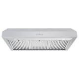 Cosmo 36" Under Cabinet Range Hood with Push Button Controls, 3-Speed Fan, LED Lights and Permanent Filters in Stainless Steel