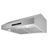 Cosmo UMC30-DL 30" Ductless Under Cabinet Stainless Steel Range Hood with LED Light, 380 CFM, Permanent Filters, 30", Stainless Steel