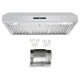 Cosmo 36" Under Cabinet Range Hood with Digital Touch Controls, 3-Speed Fan, LED Lights and Permanent Filters in Stainless Steel