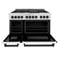ZLINE Autograph 48" 6.0 cu. ft. Legacy Dual Fuel Range with 7 Burner Gas Cooktop and 2 Electric Ovens in Satin Stainless Steel with White Matte Doors and Matte Black Accents, RASZ-WM-48-MB