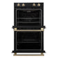 FORNO Espresso Vomero 30" 10 cu. ft. Electric Double Wall Oven in Black with Antique Brass Accents, FBOEL1324-30BLK