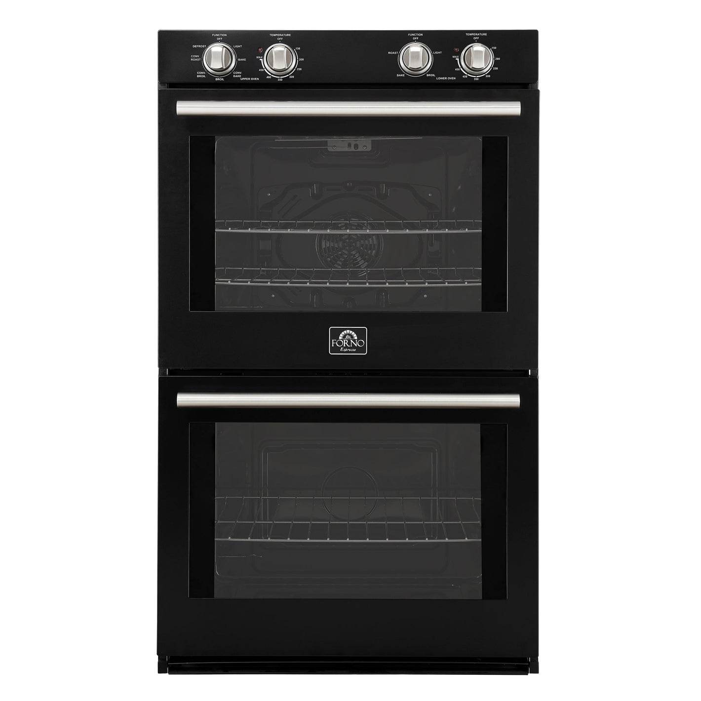 FORNO Espresso Vomero 30" 10 cu. ft. Electric Double Wall Oven in Black with Stainless Steel Accents, FBOEL1324-30BLK