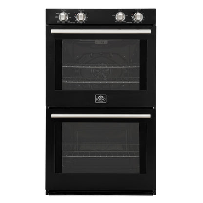 FORNO Espresso Vomero 30" 10 cu. ft. Electric Double Wall Oven in Black with Stainless Steel Accents, FBOEL1324-30BLK