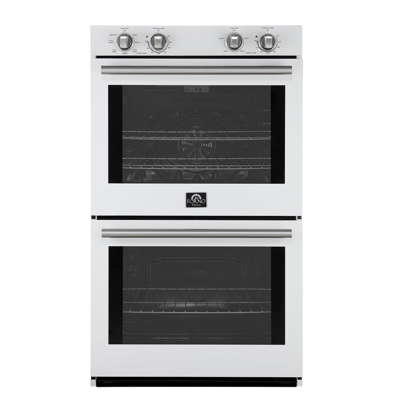 FORNO Espresso Vomero 30" 10 cu. ft. Electric Double Wall Oven in White with Stainless Steel Accents, FBOEL1324-30WHT