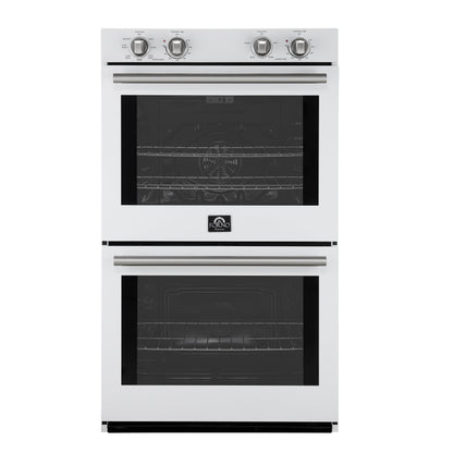 FORNO Espresso Vomero 30" 10 cu. ft. Electric Double Wall Oven in White with Stainless Steel Accents, FBOEL1324-30WHT