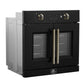 FORNO Asti 30" 3.58 cu. ft. French Door Electric Wall Oven with Air Fry, Self-Clean and Sous Vide in Black with Antique Brass Accents, FBOEL1333-30BLK